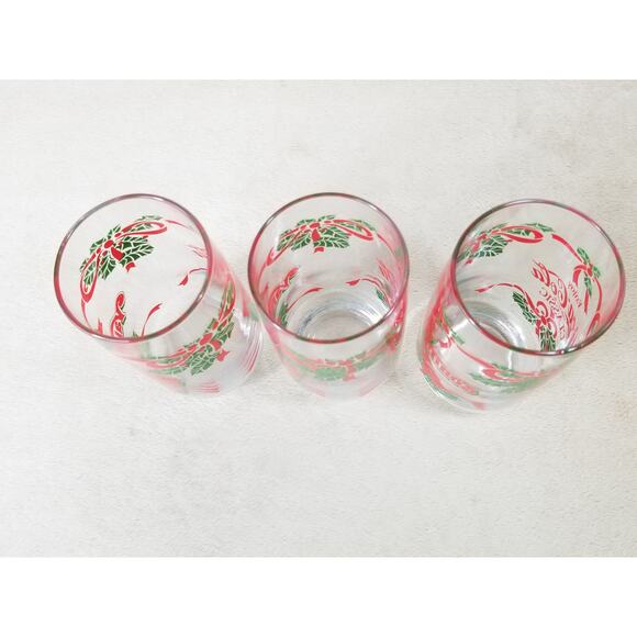 Coca Cola Classic Christmas Drinking Glass 16oz Valentino's Pizza 7" Vintage x3 - Picture 10 of 12